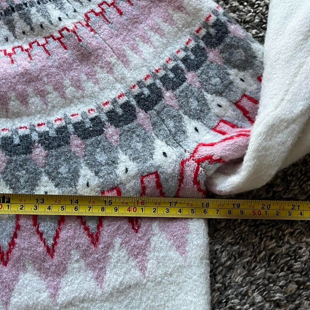Talbots Bow Neck Sweater Womens M Fair Isle Pink White Whimsical Cottagecore - Picture 5 of 7